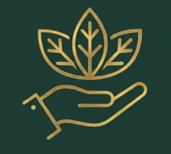 Hand with leaves icon